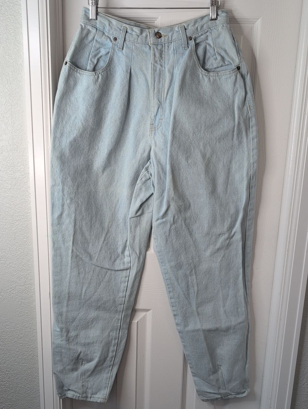 Gitano 100% Cotton Vintage 80s Light Blue High-Waist Pleated Denim Pants Size 10